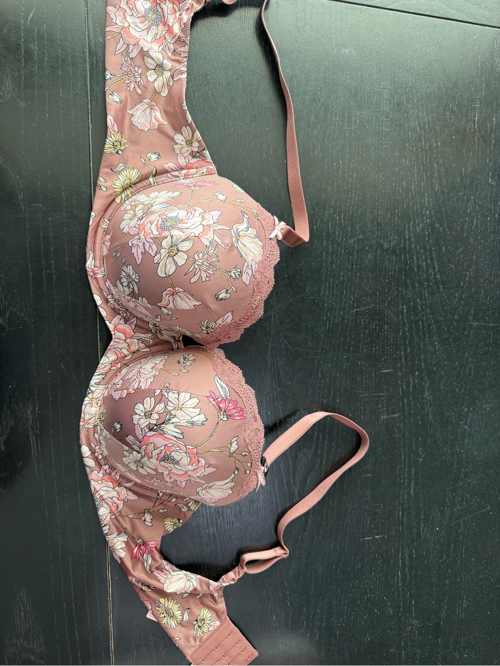 Victoria’s Secret Floral Lace-Trim Push-Up Bra - Dusty Rose